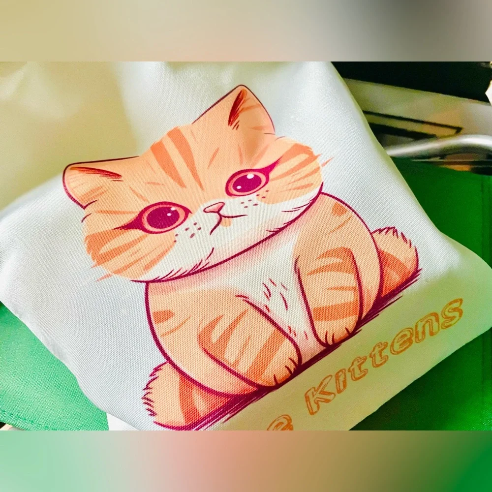 NEW Cute Cat Print Canvas Tote Bag - Picture 4 of 9